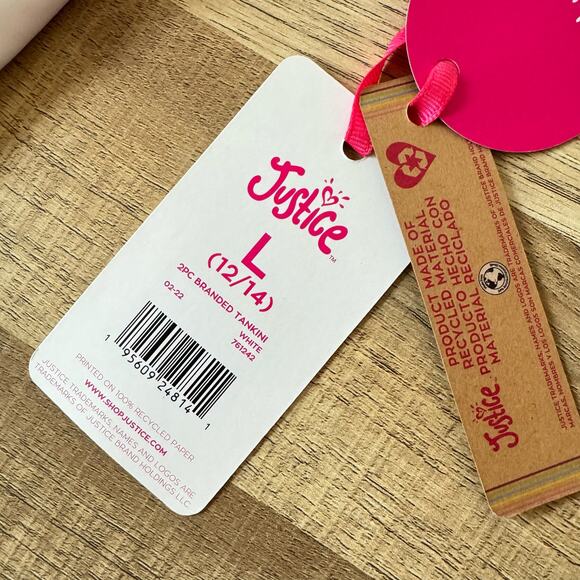 Justice Girls Swimsuit Tankini Top Size Large 12/14 White Pink Floral Adjustable - Picture 5 of 9